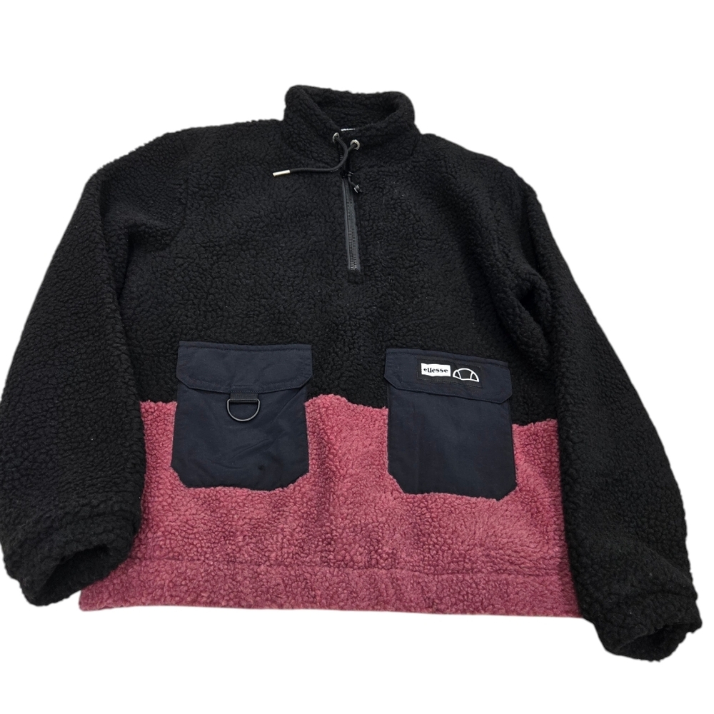 Ellesse Fleece Black and Pink Zip Up Sweater